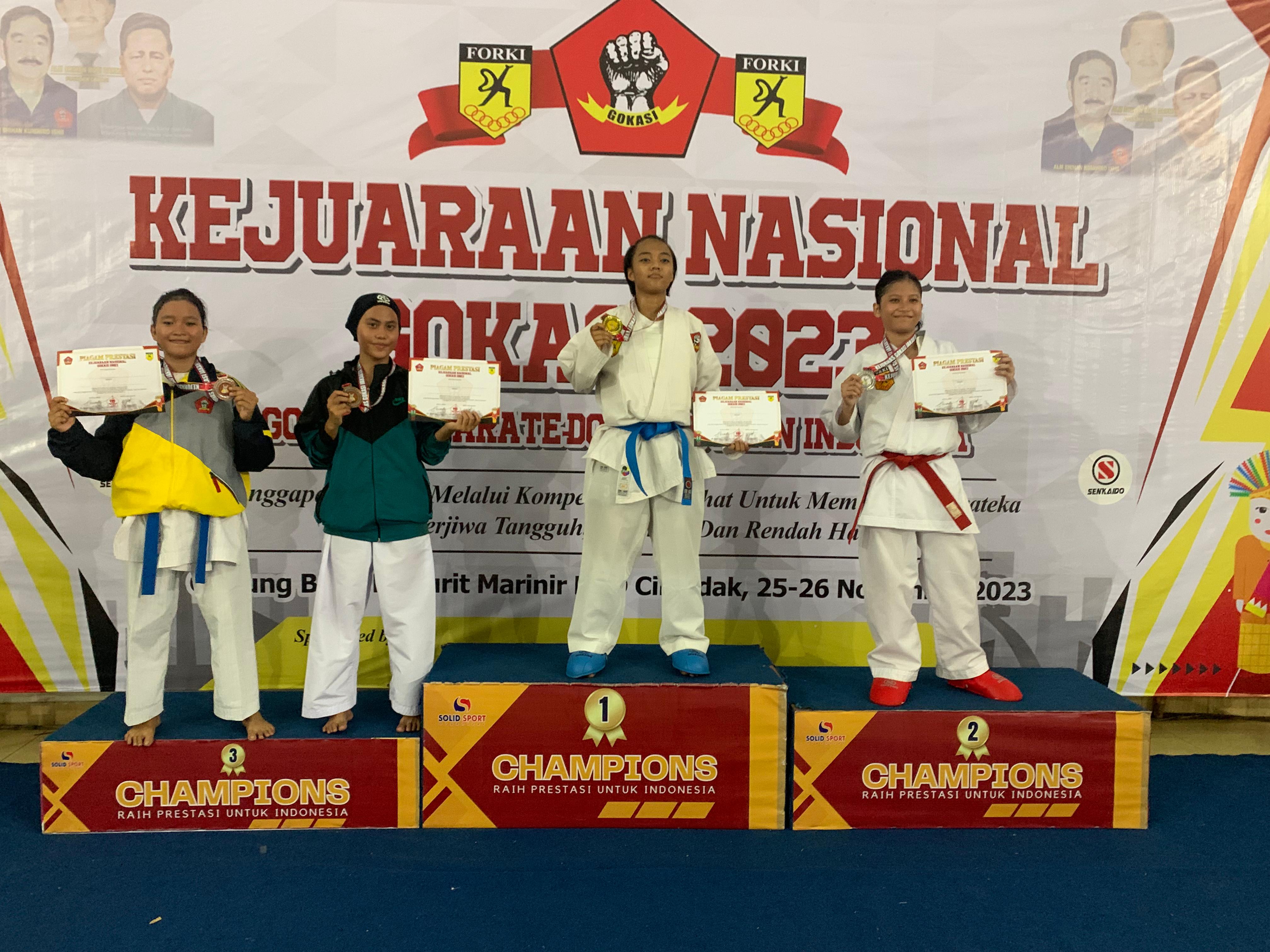 SMAN 1 Batang Kapas - Siswa SMAN 1 Batang Kapas Mendapatkan Hasil Yang Maksimal,2 Emas, 2 Perak, 3 Perunggu di Kejuaraan Nasional Karate GOKASI di Gor PKP Ciracas Jakarta Timur. nama siswa-siswi yang mengikuti kejuaran nasional diantaranya adalah  1.	Tiara Putri Juwita, dari kelas X E6 2.	Tilla Dwi Putri, dari kelas X E4 3.	Khairun Nisya, dari kelas XII IPS 2 4.	Fahri Ramadhan X E4